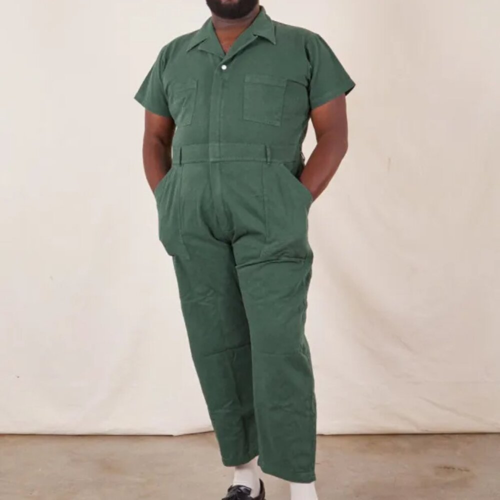 Like New Big Bud Press Short-Sleeve Jumpsuit in Dark Emerald